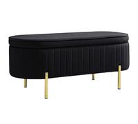 HOMCOM Panca Contenitore Ovale da 72L in Tessuto Effetto Velluto, Nero