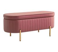HOMCOM Panca Contenitore Ovale da 72L in Tessuto Effetto Velluto Rosa