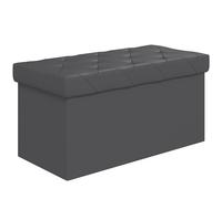 HOMCOM Panca Contenitore Pieghevole 84L Coperchio Imbottito in Pelle PU