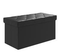 HOMCOM Panca Contenitore Pieghevole 84L Coperchio Imbottito in Pelle PU
