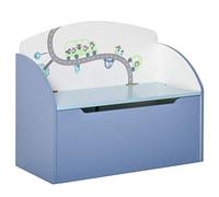 HOMCOM Panca Contenitore Portagiochi 2 in 1 in Legno, Cassapanca con Schienale per Bambini da 3-6 Anni, 60x30x50 cm, Blu