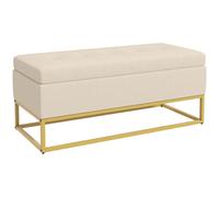 HOMCOM Panca Contenitore Rettangolare con Seduta Imbottita e Gambe in Acciaio, 110x44x49 cm, Beige Aosom Italy