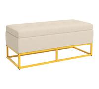 HOMCOM Panca Contenitore Rettangolare in Velluto, Beige