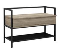 Homcom Panca da ingresso con coperchio pieghevole scarpiera con scomparto nascosto e ripiano in rete 84X39,5X61 cm Rovere