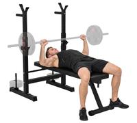 HOMCOM Panca da Palestra Pieghevole con Supporto 140x73x98-122 cm Nero