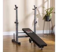HOMCOM Panca da Palestra Pieghevole con Supporto per Bilanciere Regolabile in 8 Posizioni, Panca Pesi in Acciaio e PU per Palestra Casa, Portata 150 kg, 140x73x98-122 cm, Grigio Questa panca pesi con