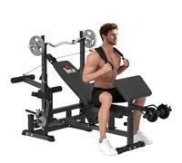 HOMCOM Panca da Palestra Supporto Bilanciere Schienale Regolabile Nero