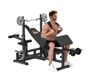 HOMCOM Panca da Palestra Supporto Bilanciere Schienale Regolabile Nero
