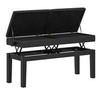 HOMCOM Panca da pianoforte regolabile in altezza, sgabello da pianoforte con deposito, panca per tastiera imbottita, gambe in legno di albero della gomma, nero