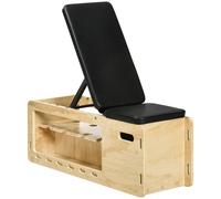 HOMCOM Panca Fitness Inclinabile con Rack Porta Pesi e Vano Contenitore