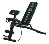 HOMCOM Panca Fitness Inclinata Panca Multifunzione per Addominali Nero e Blu