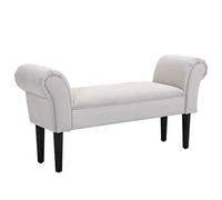 HOMCOM Panca Scarpiera con Braccioli Arrotolati, Panca Imbottita per Ingresso, Mix Grigio Bianco, 102x36x51cm