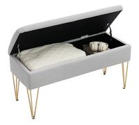 HOMCOM Panca Fondo Letto con Contenitore in Tessuto e Acciaio Grigio Chiaro