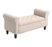 HOMCOM Panca Fondo Letto con Spazio Portaoggetti e Braccioli Arrotolati Beige