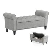HOMCOM Panca Fondo Letto con Spazio Portaoggetti, Grigio Chiaro
