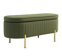 HOMCOM Panca Fondo Letto Ovale da 72L in Tessuto Effetto Velluto Verde
