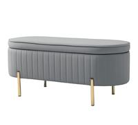 HOMCOM Panca Fondo Letto Ovale da 72L in Tessuto Effetto Velluto Verde