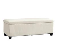 HOMCOM Panca Fondo Letto Vellutata a Coste con Spazio Contenitore da 84L Beige