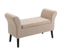 HOMCOM Panca imbottita con contenitore, panca con cassettone e braccioli, altezza seduta 46 cm, poliestere effetto velluto, 111,5 x 41 x 65 cm, Beige Aosom Italy