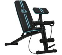 HOMCOM Panca Multifunzione per Addominali Panca Fitness Inclinata Nero e Blu