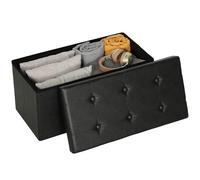 HOMCOM Panca ottomana di stoccaggio, sgabello poggiapiedi pieghevole in pelle PU 89L, panca da letto, facile da montare, per soggiorno, camera da letto, ingresso, nero