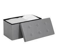 HOMCOM Panca ottomana di stoccaggio, sgabello poggiapiedi pieghevole in pelle PU 89L, panca da letto, facile da montare, per soggiorno, camera da letto, ingresso, grigio