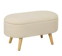 HOMCOM Panca ottomana imbottita, per camera da letto, con contenitore e coperchio, poggiapiedi per corridoio, soggiorno, bianco crema