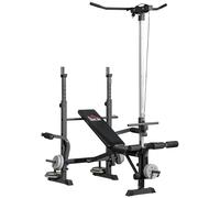 HOMCOM Panca Palestra Multifunzione con Pulley System Supporto Bilanciere