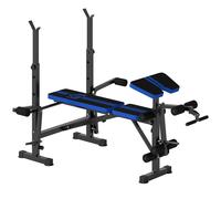 HOMCOM Panca Palestra Multifunzione con Supporto Bilanciere, Leg Extension, Blu