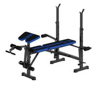 HOMCOM Panca Palestra Multifunzione Regolabile, Nero e Blu