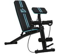 HOMCOM Panca Fitness Inclinata Panca Multifunzione per Addominali Nero e Blu