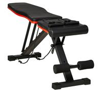 HOMCOM Panca per Addominali e Pesi 2 in 1 Inclinazione Regolabile ed Elastici