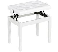 HOMCOM Panca per pianoforte, panca per tastiera regolabile in altezza in legno massiccio, sgabello per pianoforte con seduta imbottita in poliuretano con 10 tasti, stabile e antiscivolo, carico 200