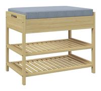 HOMCOM Panca per scarpe con 2 ripiani, panca con cassetto, scarpiera, panca appendiabiti per 4 paia di scarpe, per corridoio, corridoio, bambù, naturale, 55 x 35 x 46 cm