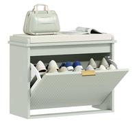HOMCOM Panca per scarpe con cuscino imbottito e cassetto ribaltabile, scarpiera che può contenere fino a 120 kg per corridoio, ingresso e portico, 62x26x47,5 cm, verde
