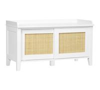 Homcom Panca per scarpe con sedile 2 ante in rattan 80X35X45Cm Bianco e naturale