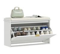 Homcom Panca per scarpe con sedile imbottito, cassetto pieghevole e ripiano regolabile per ingresso o camera da letto 80X26X47,5 cm Bianco