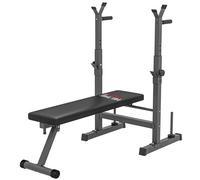 HOMCOM Panca da Palestra Pieghevole con Supporto per Bilanciere Regolabile in 8 Posizioni, Panca Pesi in Acciaio e PU per Palestra Casa, Portata 150 kg, 140x73x98-122 cm, Grigio