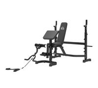 HOMCOM Panca Piana Regolabile con Rack Bilanciere Grigio e Nero