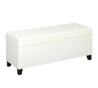 HOMCOM Panca portaoggetti 112L Panca da letto Cassapanca portaoggetti con seduta imbottita, tessuto di lino per soggiorno, camera da letto, ingresso, 120 x 40 x 48 cm, crema