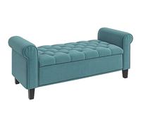 HOMCOM Panca portaoggetti con braccioli, contenitore portaoggetti in tessuto velluto imbottito e imbottito, portata fino a 120 kg, per soggiorno, camera da letto, ingresso, 126 x 48,5 x 57 cm, verde
