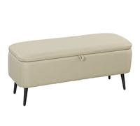 Homcom Panca portaoggetti con coperchio pieghevole e gambe in acciaio per camera da letto, soggiorno, ingresso 101X38,5X44,5 cm Beige