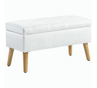 HOMCOM Panca portaoggetti con cuscino e coperchio, 80x35x42 cm, bianco