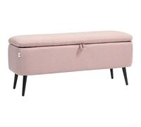 Homcom Panca portaoggetti Sgabello portaoggetti imbottito in lino con coperchio pieghevole e gambe in acciaio per camera da letto Soggiorno Ingresso Carico 150 kg 101X38,5X44,5 cm Rosa