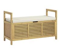 HOMCOM Panca Scarpiera a Doghe da Ingresso con Design a Ribalta, Mobile per Scarpe in Legno di Bambù, 100x40x60 cm, color Legno