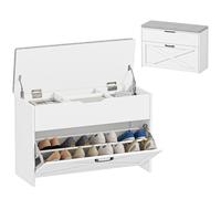 HOMCOM Panca Scarpiera a Ribalta con Contenitore per 8 Paia di Scarpe Bianco