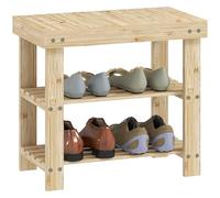 HOMCOM Panca scarpiera in bambù scarpiera con seduta organizer per scarpe a 3 livelli per 4 paia di scarpe per ingresso soggiorno camera da letto 50 x 28 x 45 cm naturale