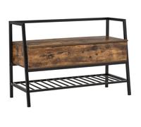 HOMCOM Panca Scarpiera in Legno Salvaspazio Stile Industriale 90x37x60cm