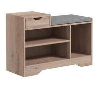 HOMCOM Panca Scarpiera Moderna con 3 Ripiani Aperti e Cassetti in Legno Grigio