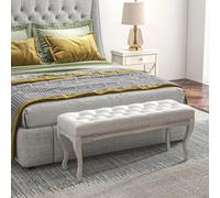 HOMCOM panca sgabello da letto per piede del letto con piedini in legno e sedile imbottito carico sgabello da camera da letto da 120 kg